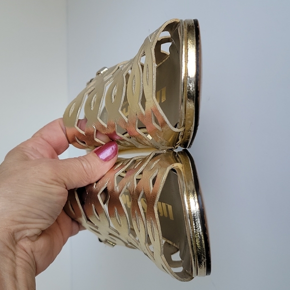 Lifestride Cuscino Vintage Made In USA Vintage Gold Block Heeled Sandals 7.5 N - Picture 6 of 16